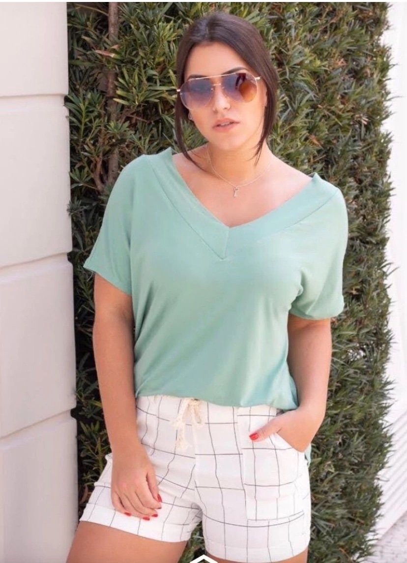 686 Blusa marea decote V ombro manga curta - Imagem 6