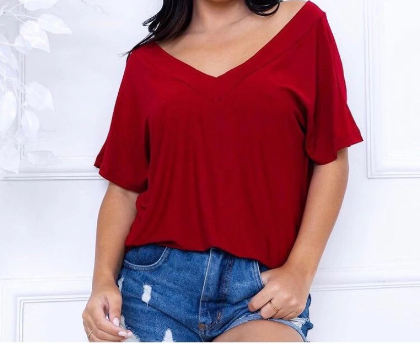 686 Blusa marea decote V ombro manga curta - Imagem 7