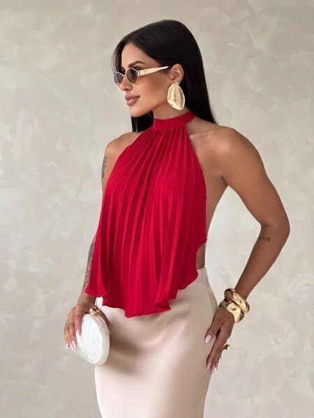 2094 Blusa Day costa nua plissada - Imagem 2