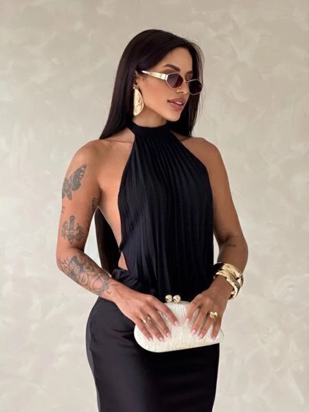2094 Blusa Day costa nua plissada - Imagem 5