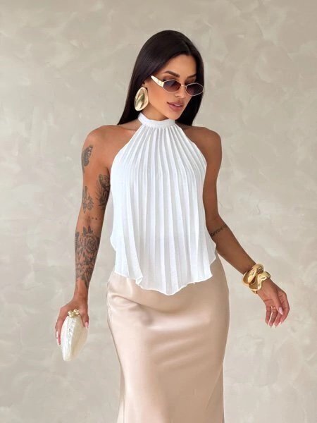 2094 Blusa Day costa nua plissada - Imagem 6