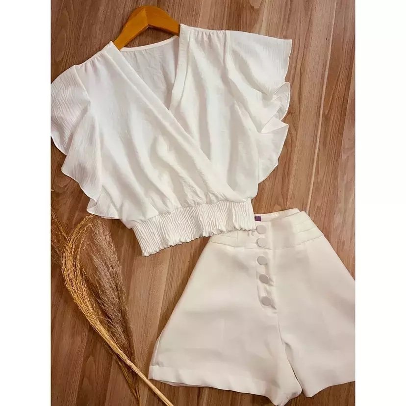 1471 Blusa cropped barra lastex manga curta flarê - Imagem 9