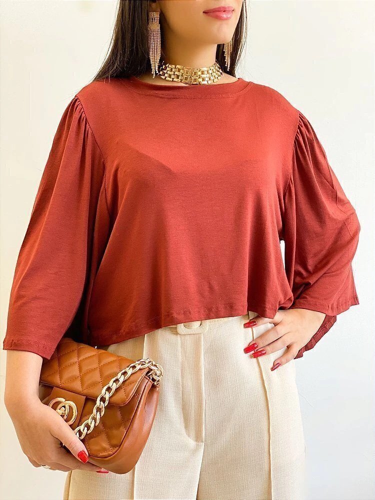 2767 Blusa Cropped Chely manga 3/4 - Imagem 4