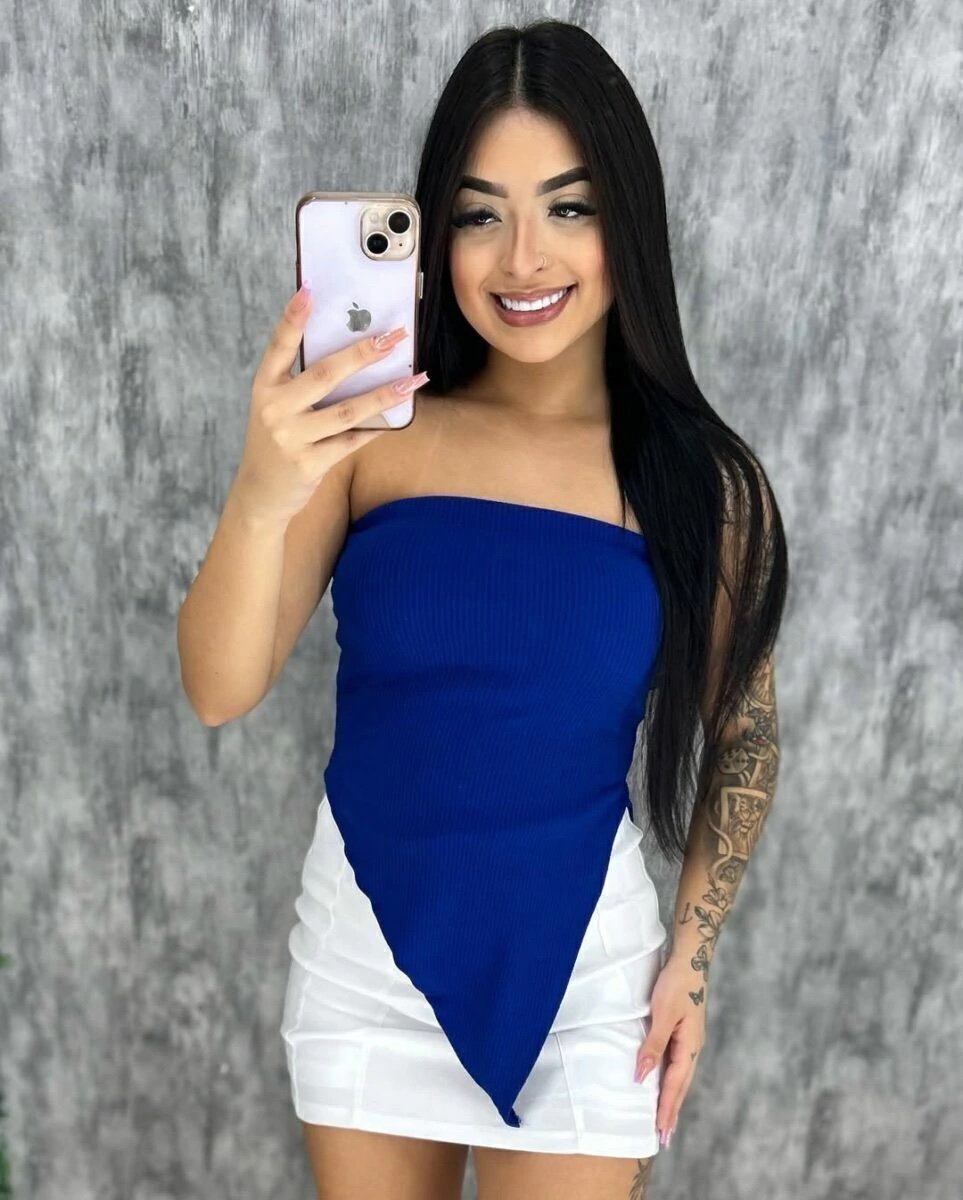 1848 Blusa assimétrica tomara que caia - Imagem 2