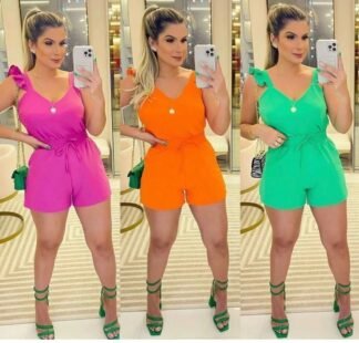 1599 Conjunto Lyz blusa regata alça babado e shorts básico