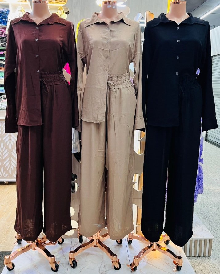 2831 Conjunto Sofia max camisa botão manga longa e calça pantalona elástico listrado póa - Imagem 15