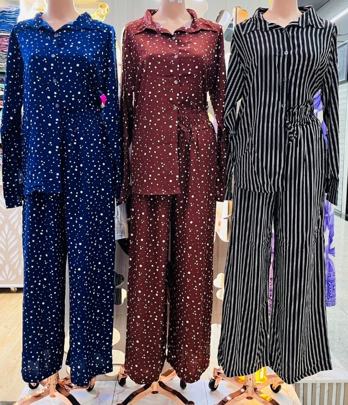 2831 Conjunto Sofia max camisa botão manga longa e calça pantalona elástico listrado póa - Imagem 17