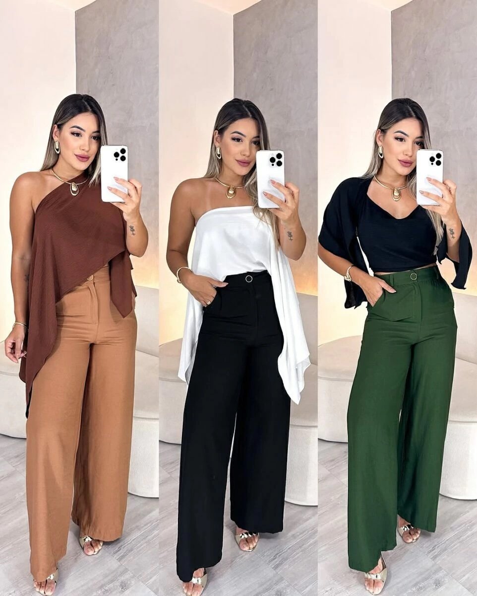 2723 Conjunto Boho blusa capa multi formas e cropped faixa - Imagem 7