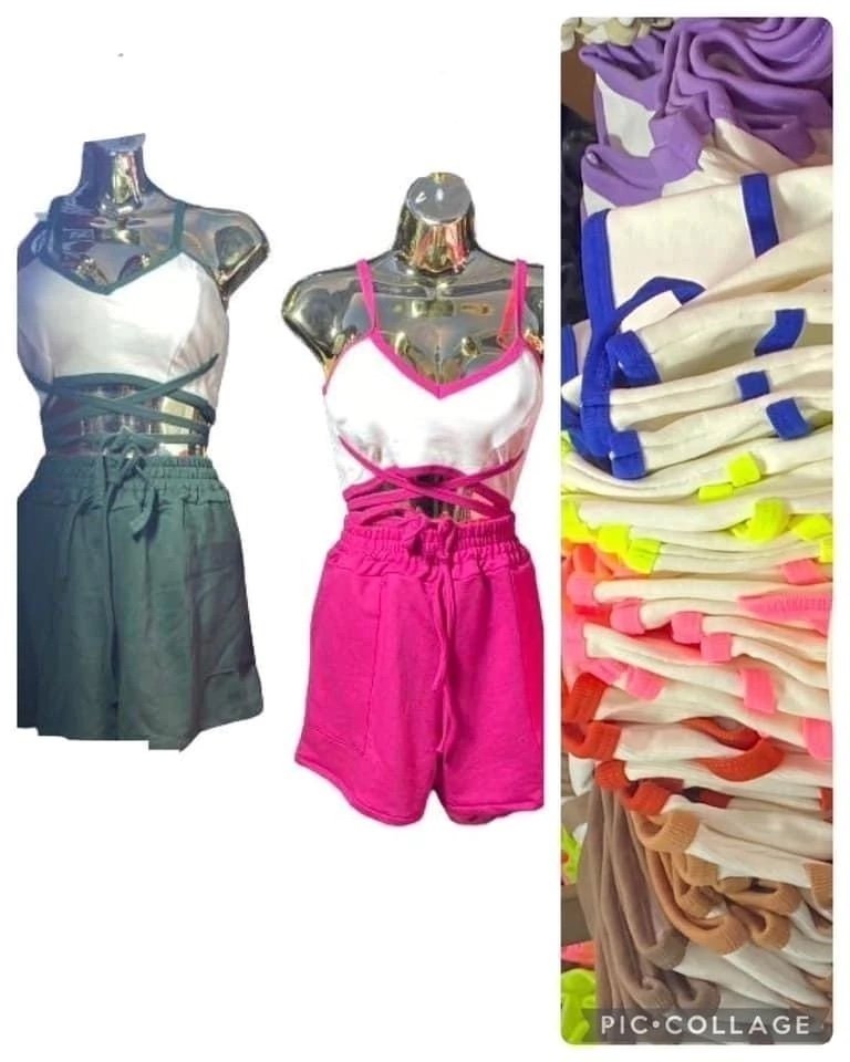2028 Conjunto cropped amarração e shorts moletom - Imagem 10