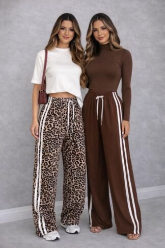 2730 Calça pantalona track pants estilo Adidas alfaiataria