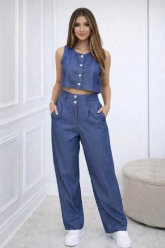 1860 Calça pantalona Paris zíper e botão