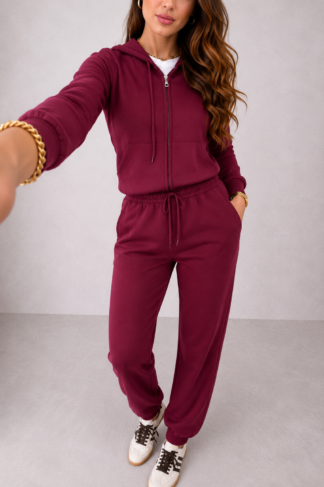 2228 Conjunto Ed blusa ziper capuz e calça jogger moletom