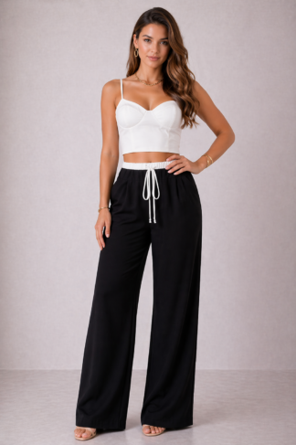 2259 Calça Virgínia cós duplo bicolor pantalona alfaiataria