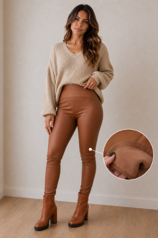 2227 Calça legging courino flanelada