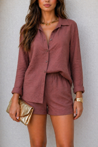 2264 Conjunto chic Camisa max e shorts alfaiataria