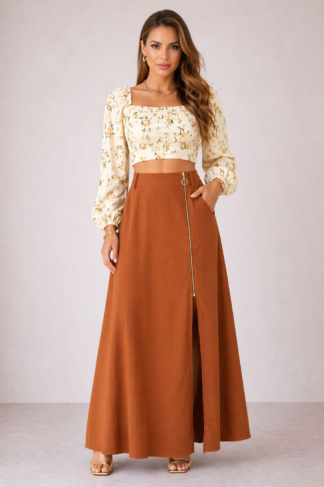 2522 Saia Sandy longa ziper alfaiataria