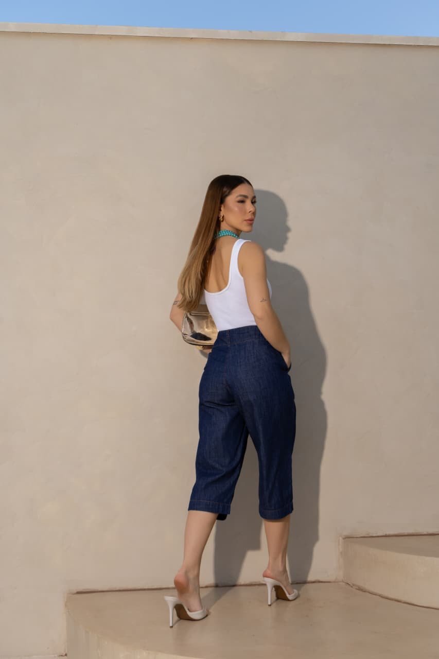 2221 Conjunto Kelly colete e Bermuda pantacourt jeans - Imagem 5