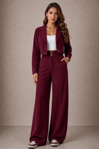 2286 Conjunto Diva blazer curto e calça pantalona alfaiataria