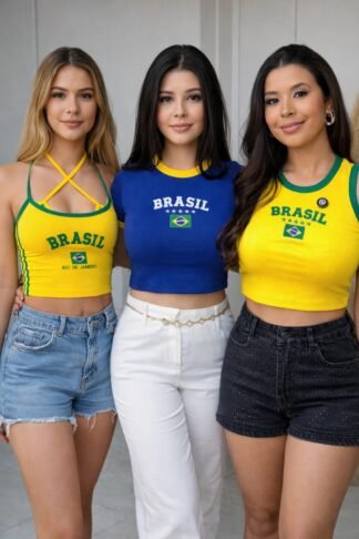 2223 Cropped manga curta regata Brasil core