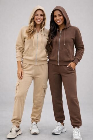 2229 Conjunto Jhis blusa ziper capuz e calça jogger liso e cargo