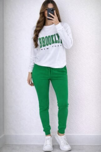 2230 Conjunto nico Brooklyn bicolor blusa manga longa e calça jogger moletom