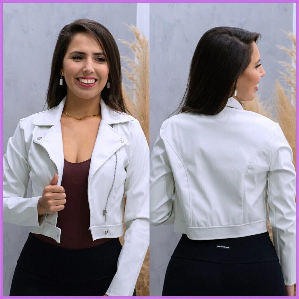 1635 Jaqueta Sofia botão e zíper courino - Imagem 9