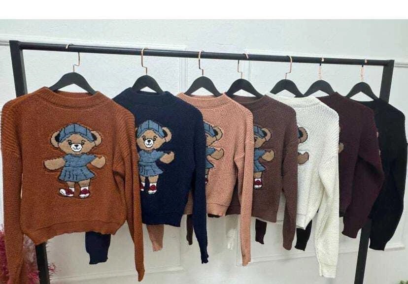 2249 Blusa Ale manga longa urso teddy tricô - Imagem 4