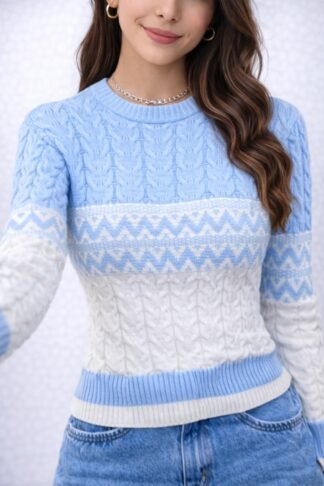 2521 Blusa Paula bicolor tribal tricô