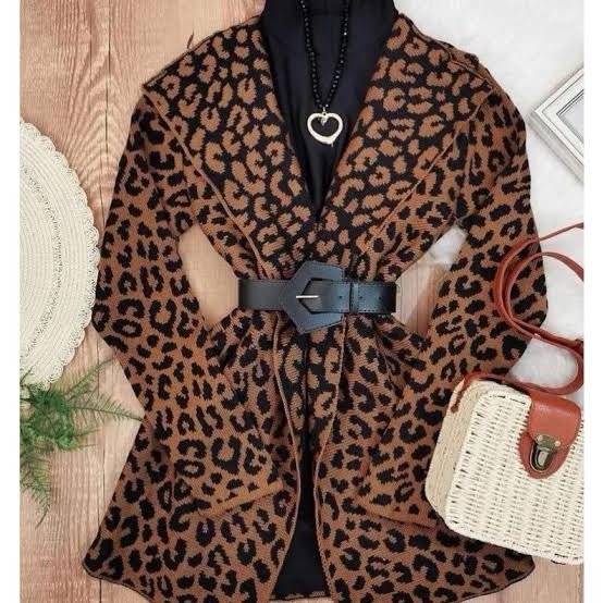 240 Cardigan Kimono Paula onça manga longa tricô - Imagem 3