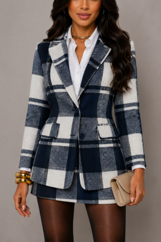 2400 Conjunto  Blazer shorts saia xadrez flanela