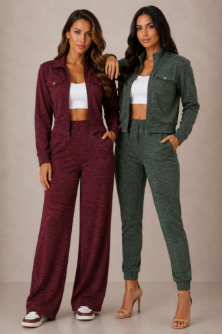 2207 Conjunto Bella jaqueta ziper e calça jogger ou pantalona lanzinha