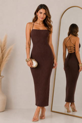 2328 Vestido Japa midi trançado tricô