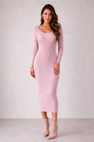 2346 Vestido Anna midi manga longa tricô