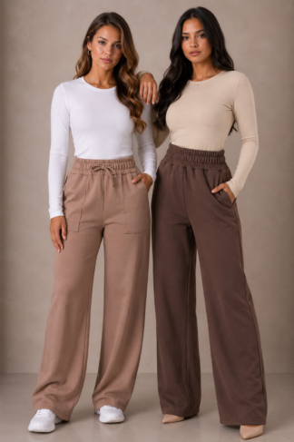 2437 Calça wide leg bolso quadrado e faca moletom