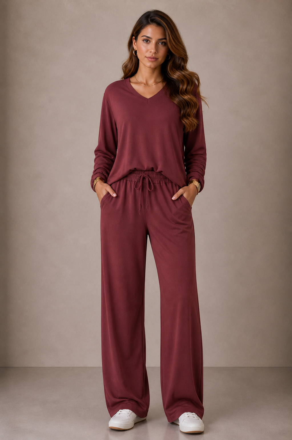 2302 Conjunto Cida blusa tampa bumbum manga longa e calça pantalona