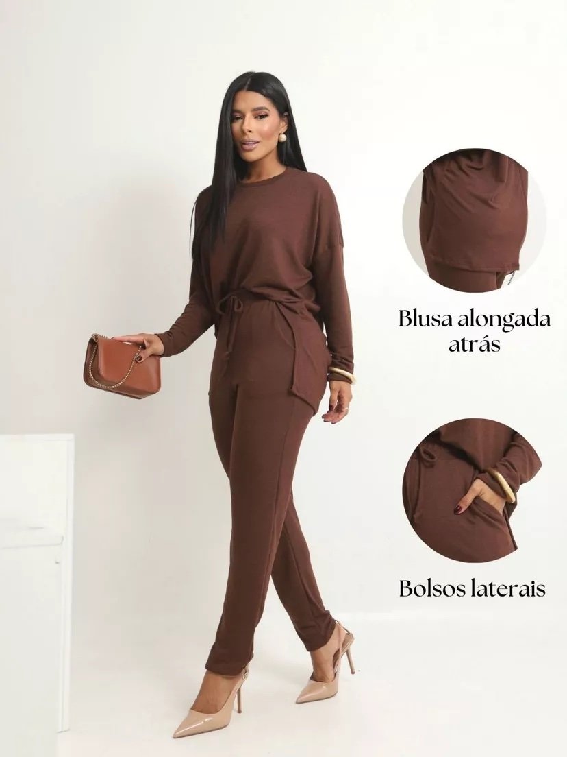 2427 Conjunto Jaz blusa manga longa mullet e calça estilo jogger lanzinha - Imagem 3
