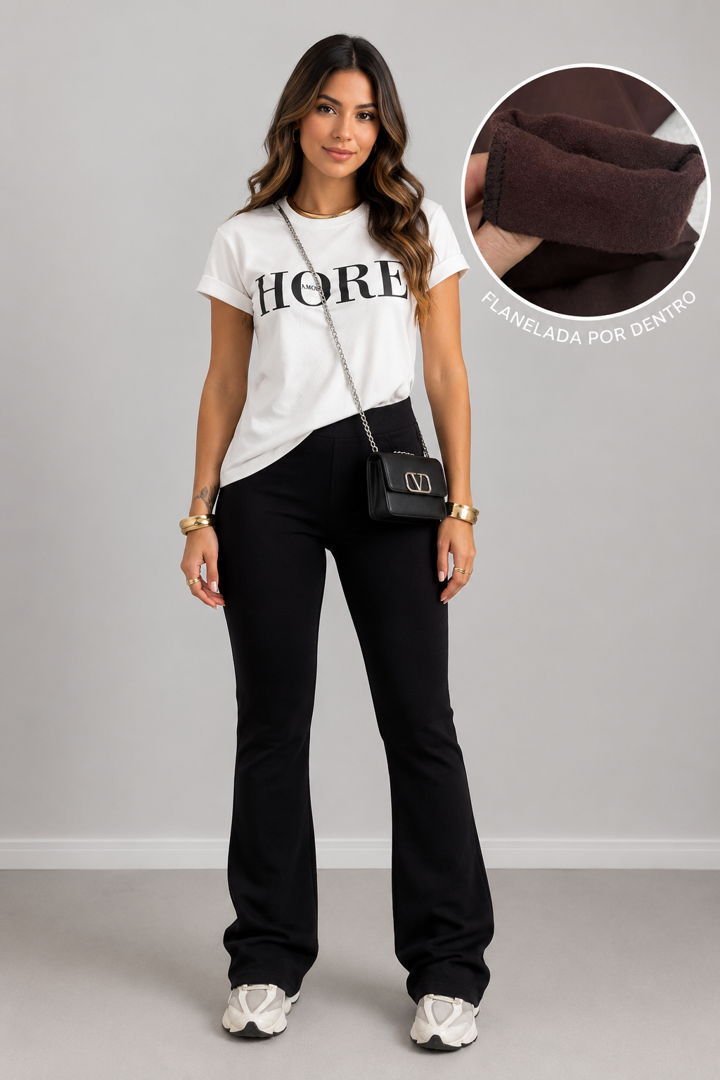 2509 Calça bailarina flarê flanelada