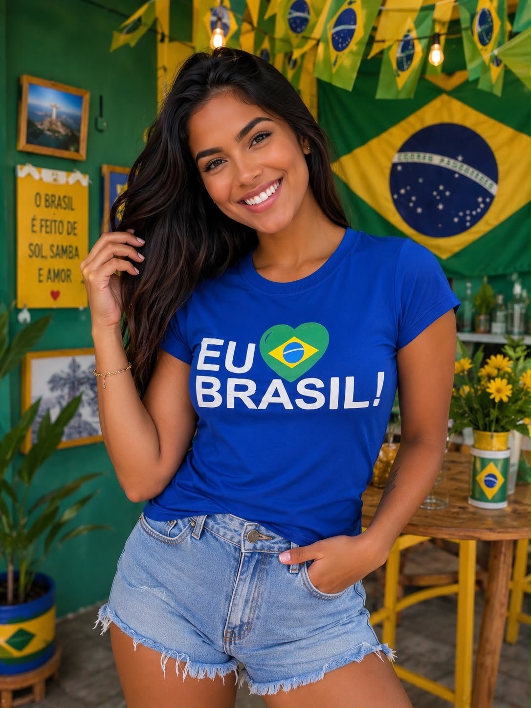 2223 Blusa t-shirt Eu amo Brasil - Imagem 2