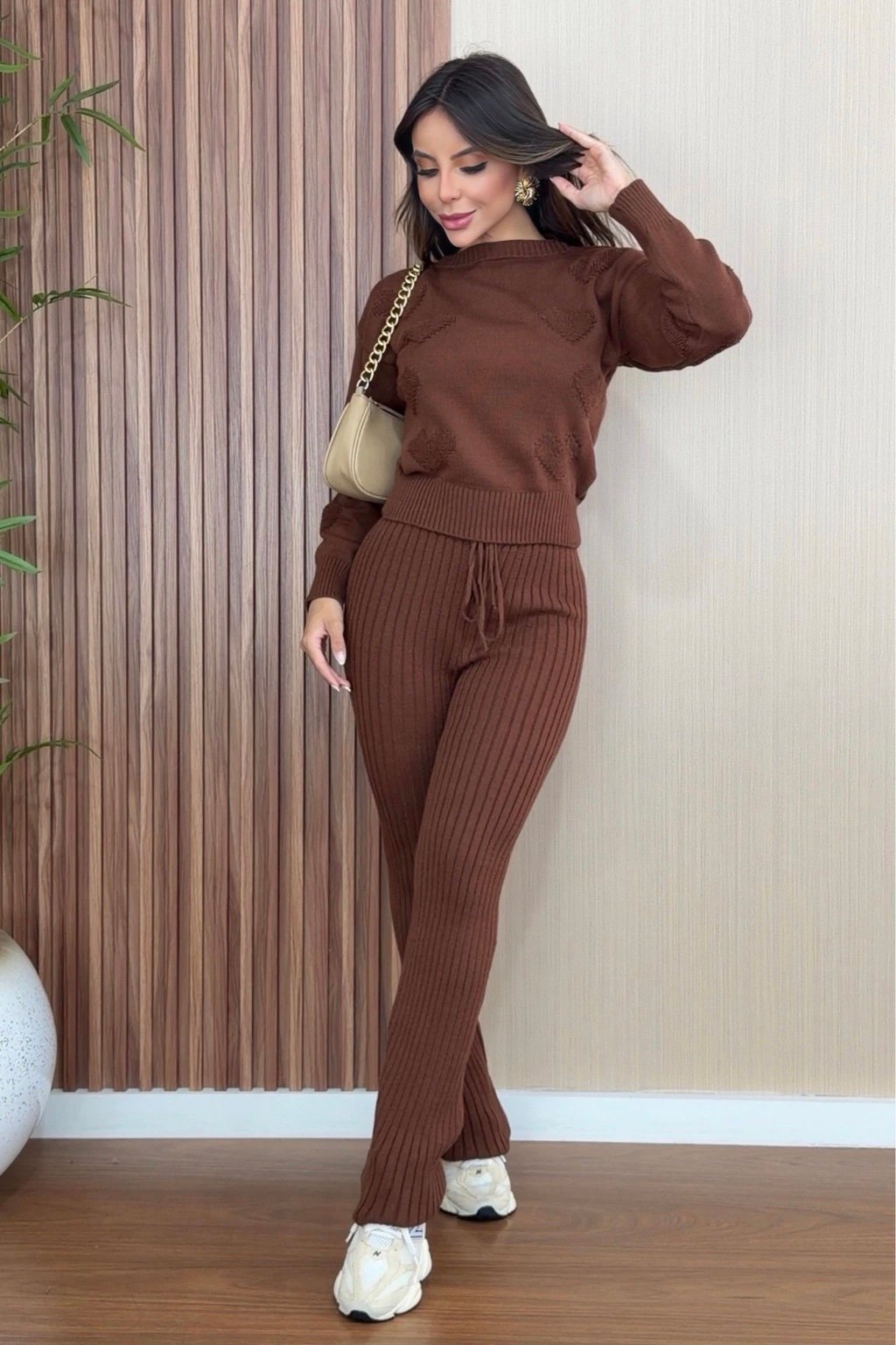 2412 Conjunto Dori blusa manga longa coração e calça canelada Modal - Imagem 10
