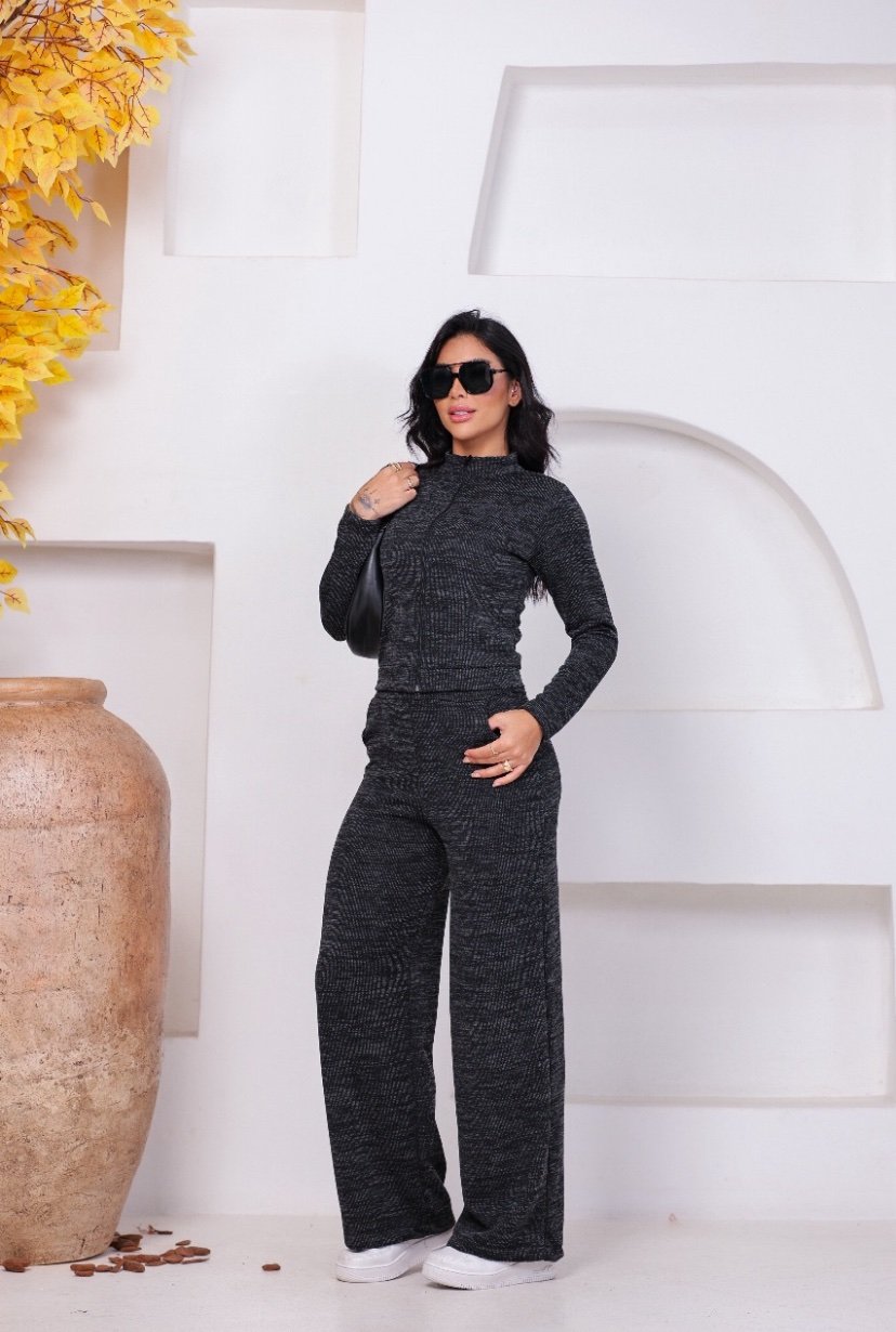 2573 Conjunto Andry jaqueta zíper gola alta e calça pantalona lanzinha - Imagem 5
