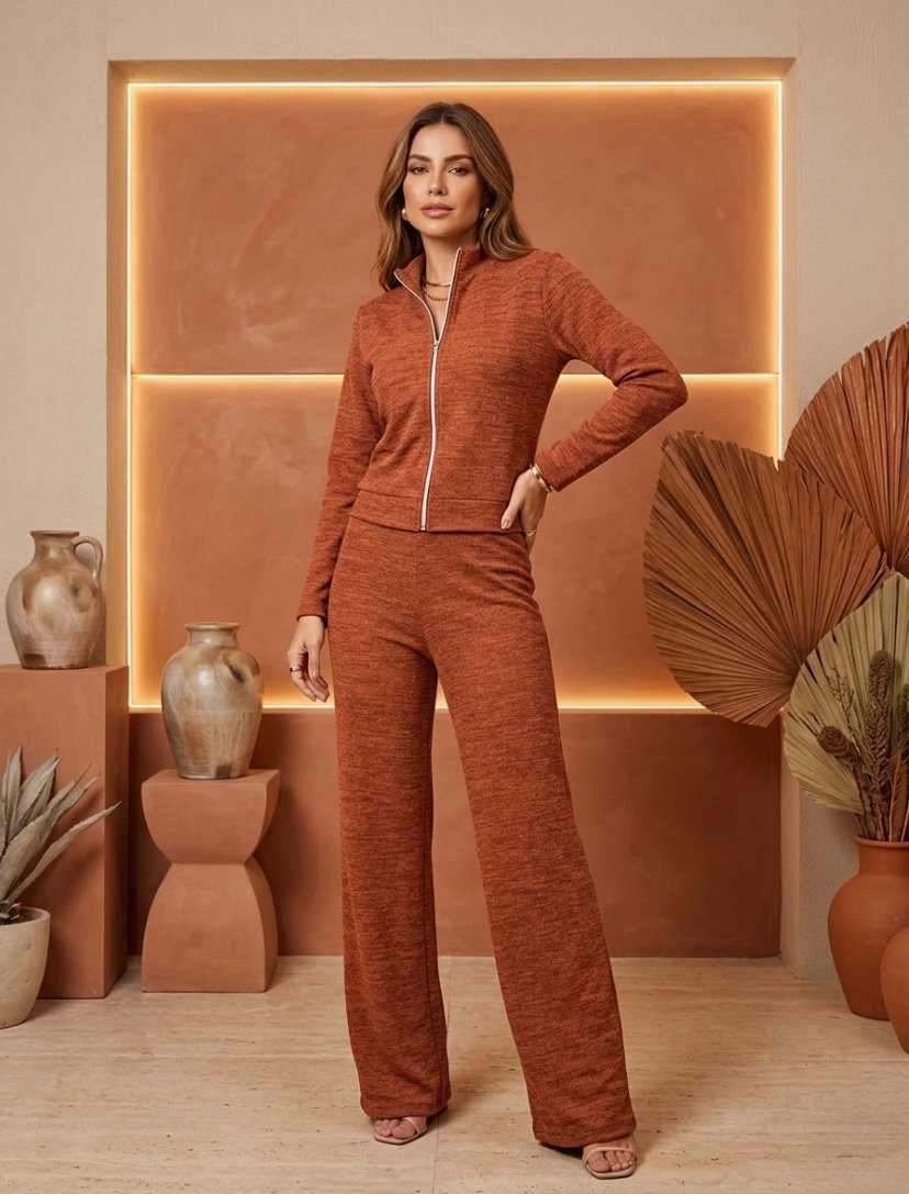 2573 Conjunto Andry jaqueta zíper gola alta e calça pantalona lanzinha - Imagem 8
