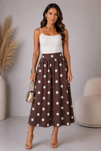 2661 Saia midi Caua bolso poá