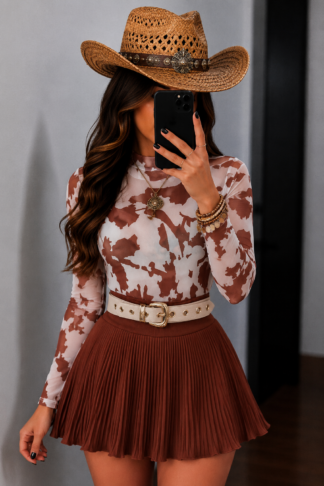 2735 Saia com shorts Lani plissado