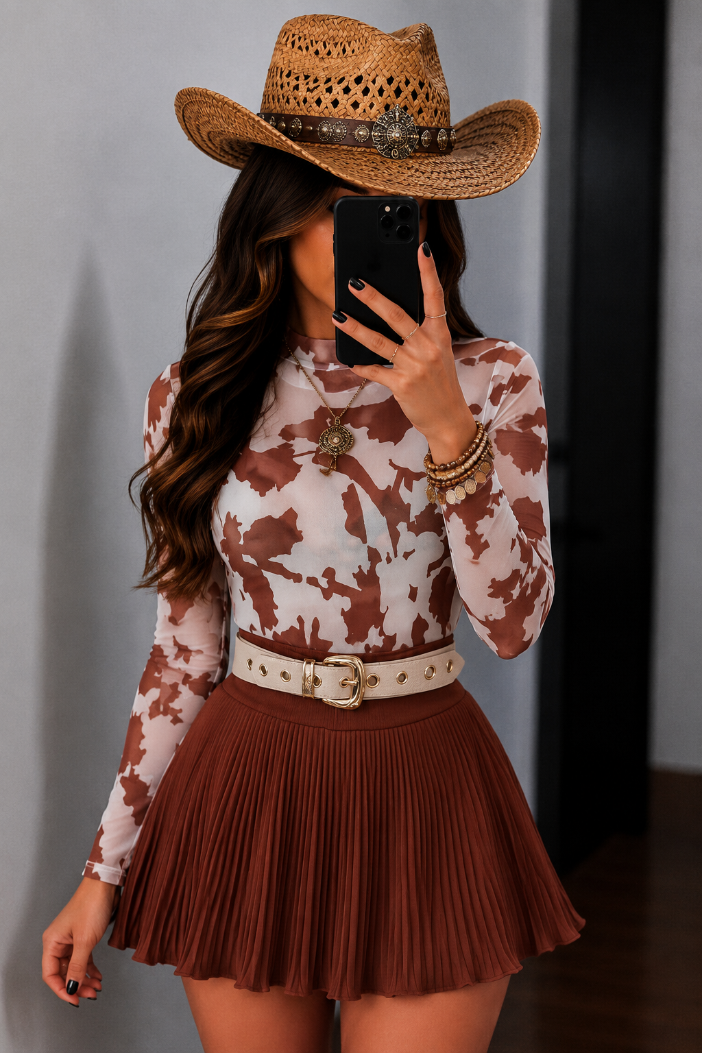 2735 Saia com shorts Lani plissado