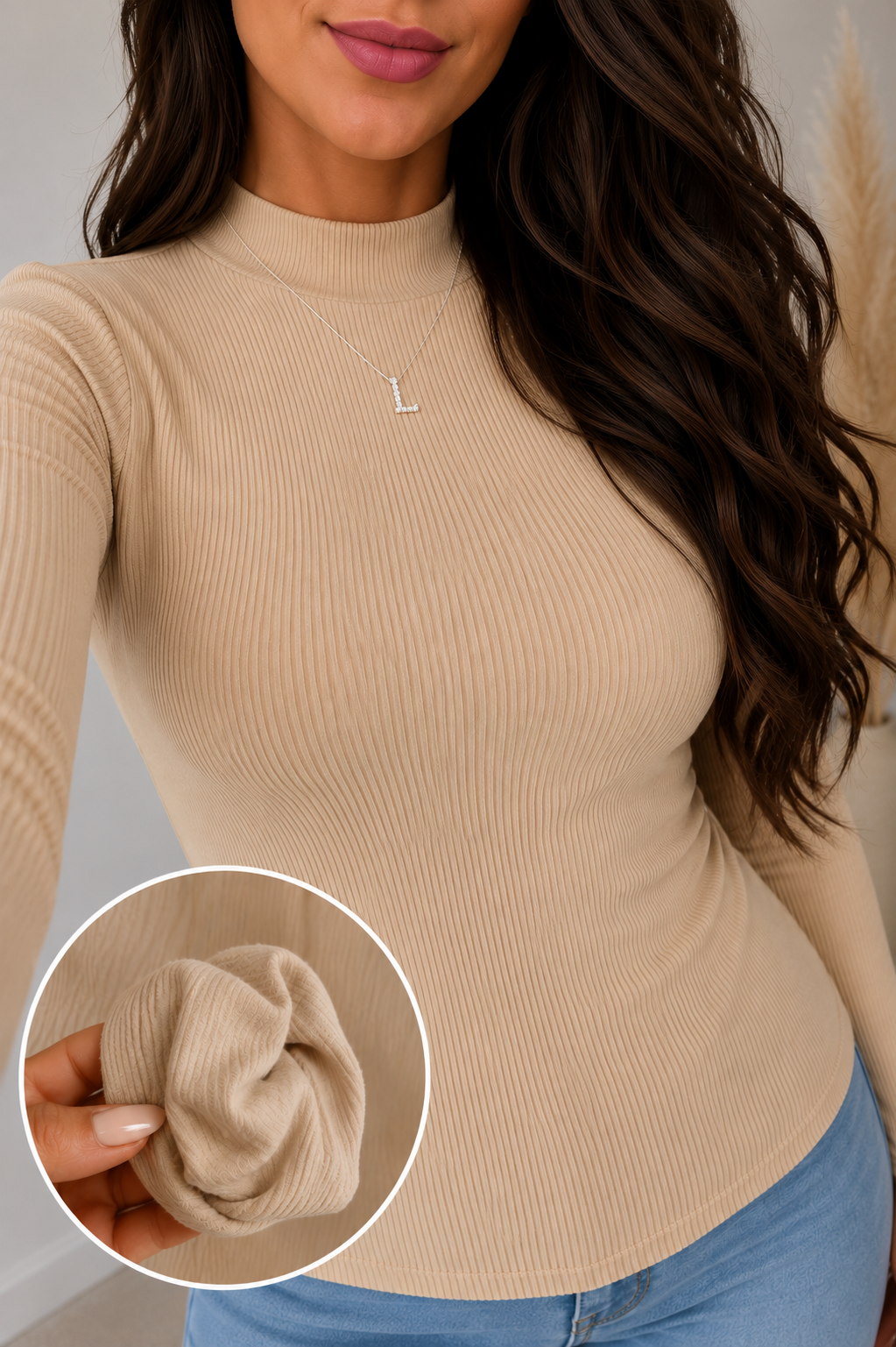 2398 Blusa canelada gola alta manga longa térmica peluciada - disponível pacote com 12peças