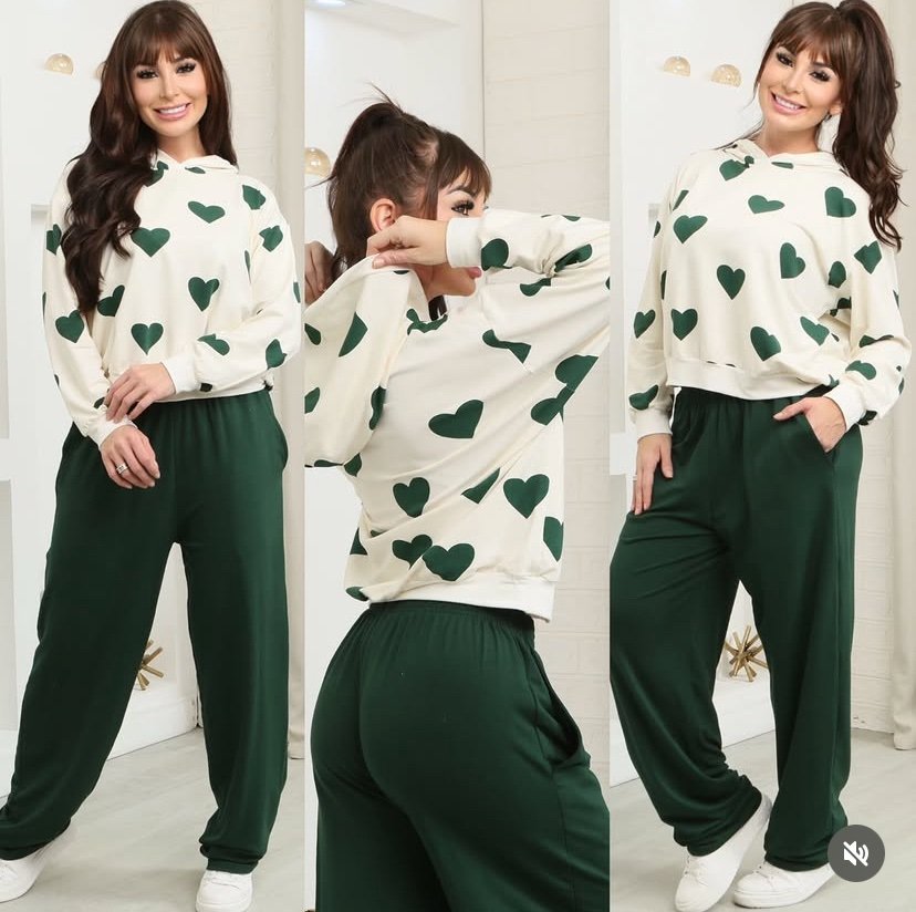 2602 Conjunto Gabriela coração love blusa sem e com capuz e calça pantalona Moletom - Imagem 5