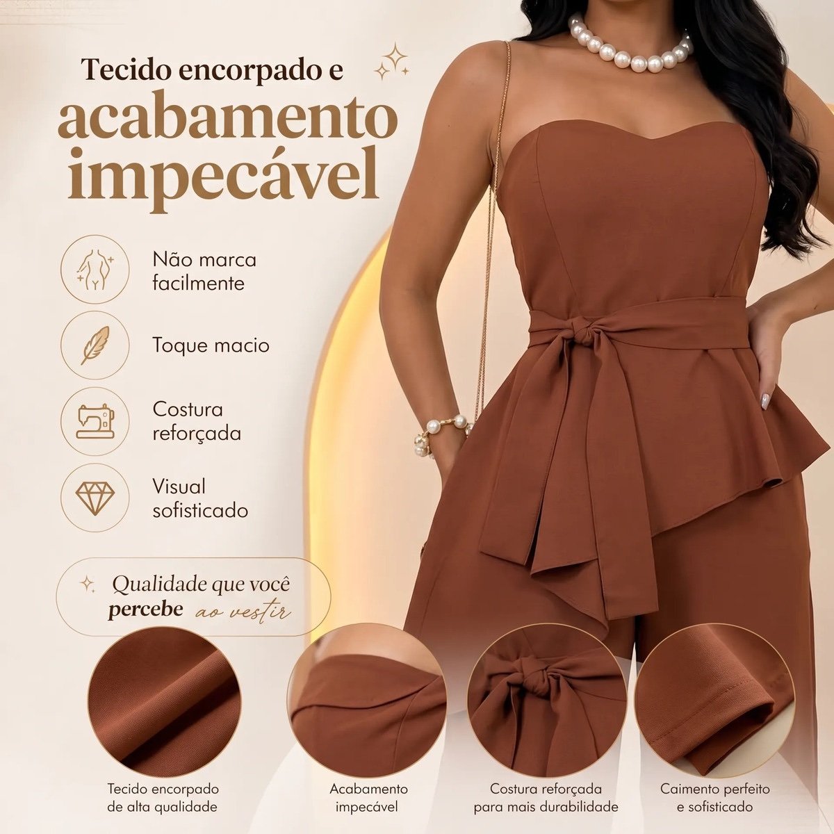 2625 Conjunto Emily blusa tomara que caia assimétrica e calça max pantalona - Imagem 2