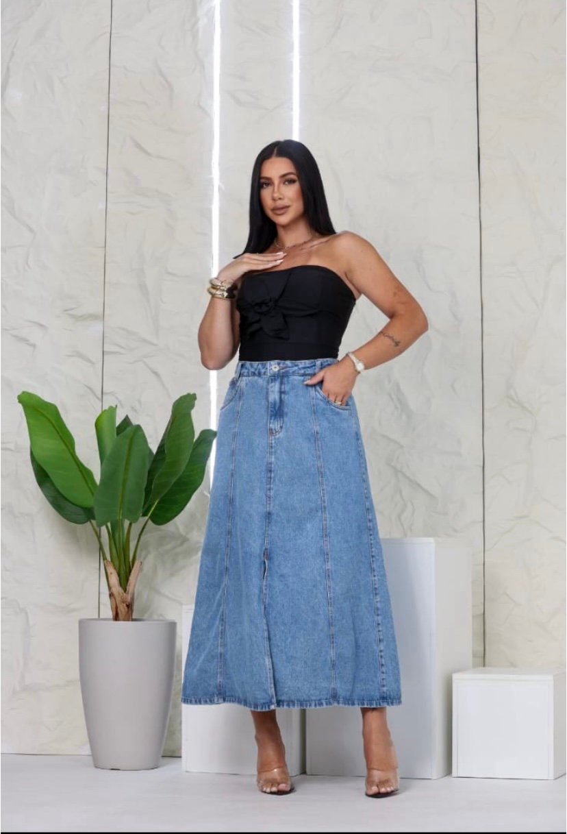 2199 Saia Alex longa fenda jeans - Imagem 2