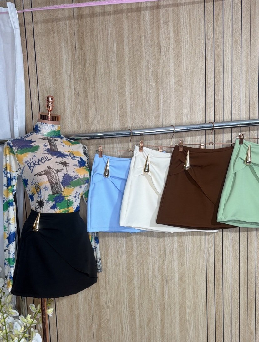 2026 Saia com shorts Mab detalhes de fivela gota alfaiataria - Imagem 3