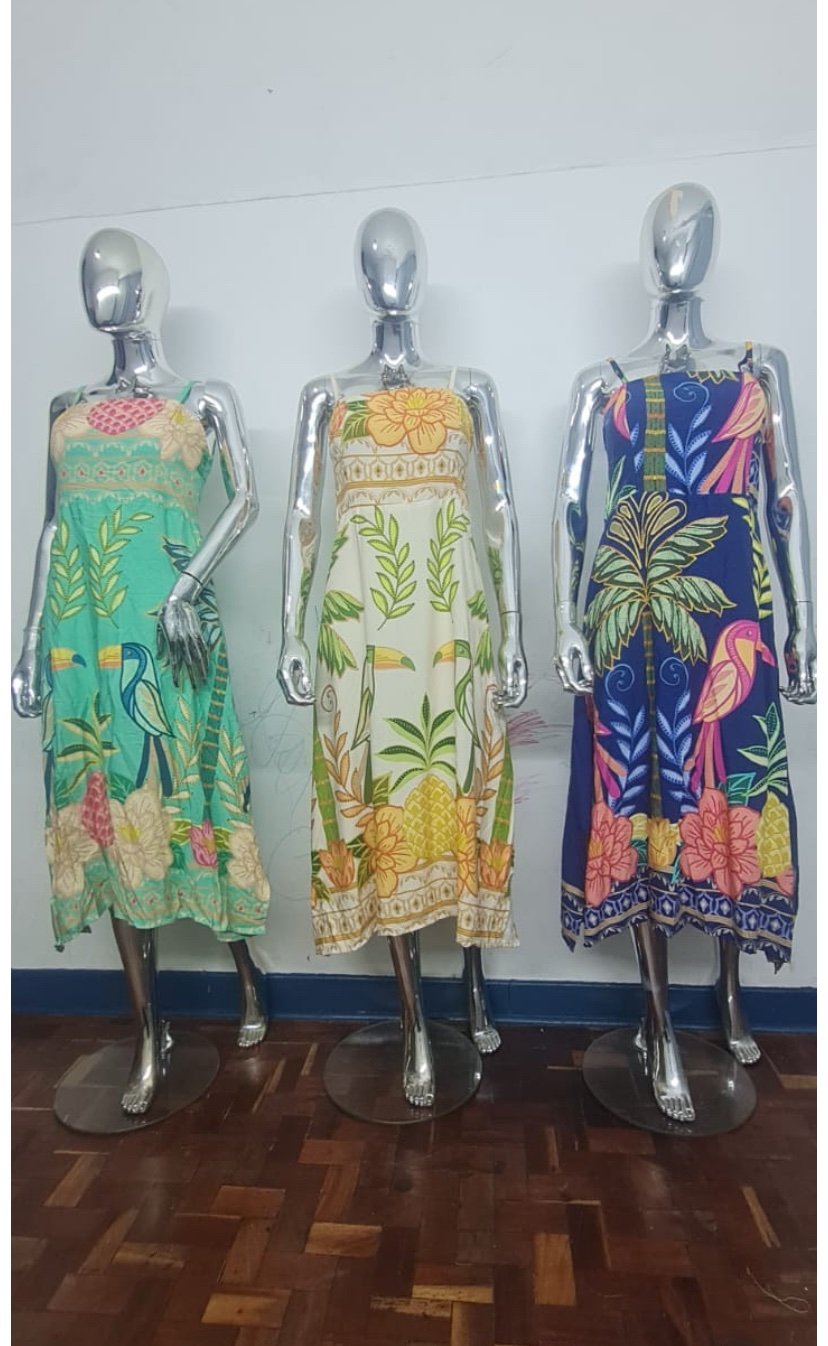 2041 Vestido Yare midi alça fina estampado verão - Imagem 3